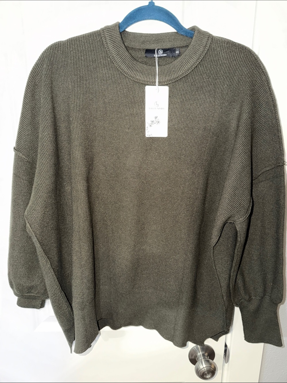 Club Monaco Men's Olive Crewneck Sweater